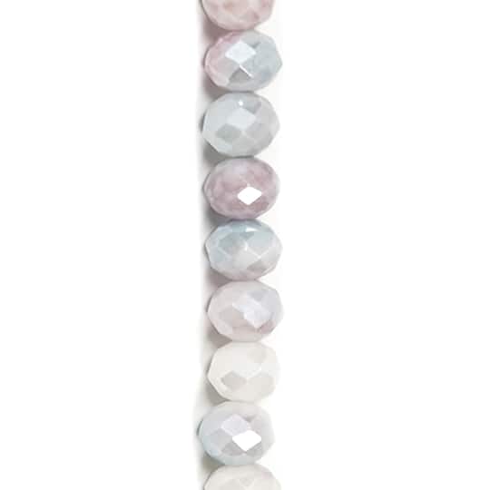 Jesse James Beads 8mm Mauve Pink & Gray Blue Rondelle Glass Beads